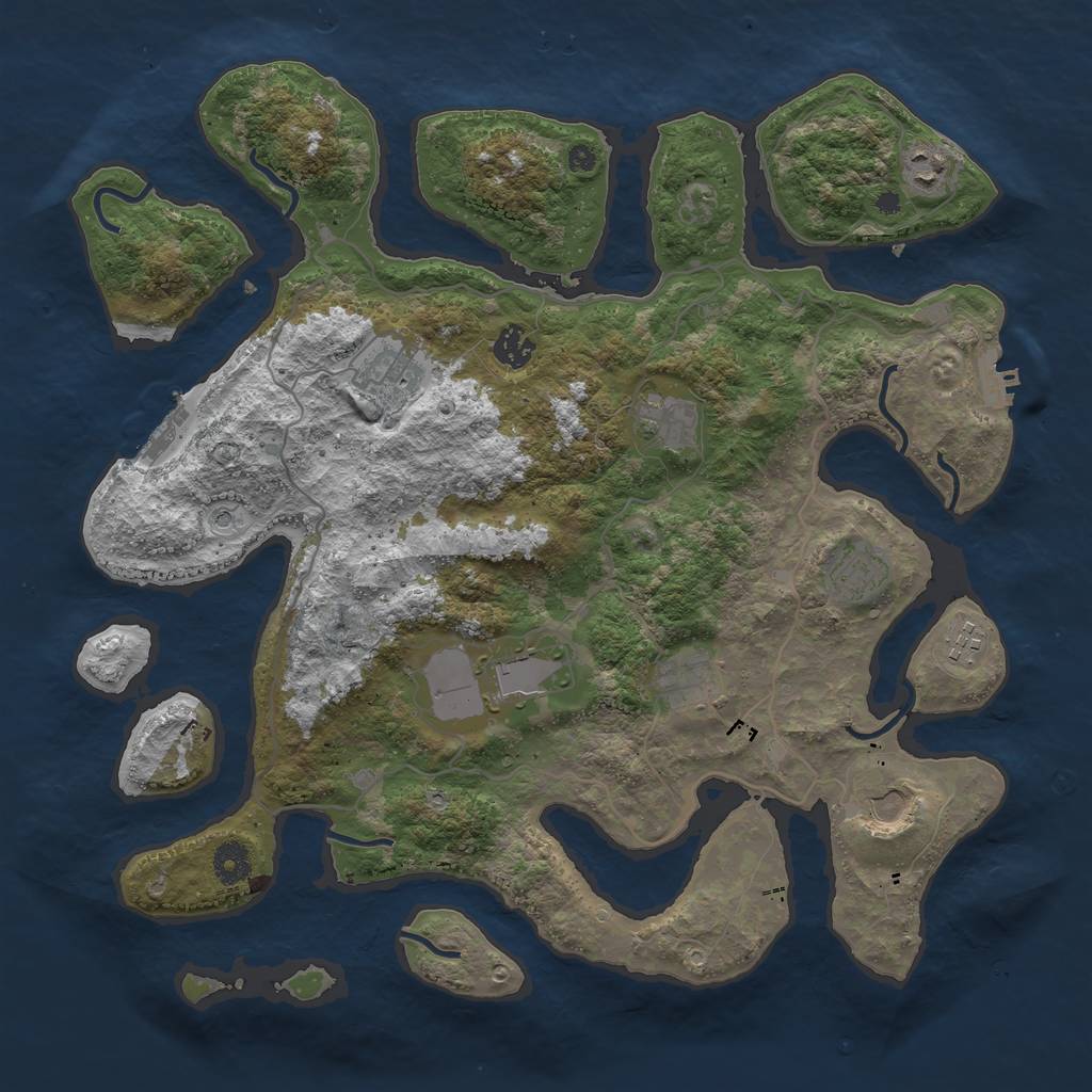 Rust Map: Procedural Map, Size: 4000, Seed: 254874, 14 Monuments