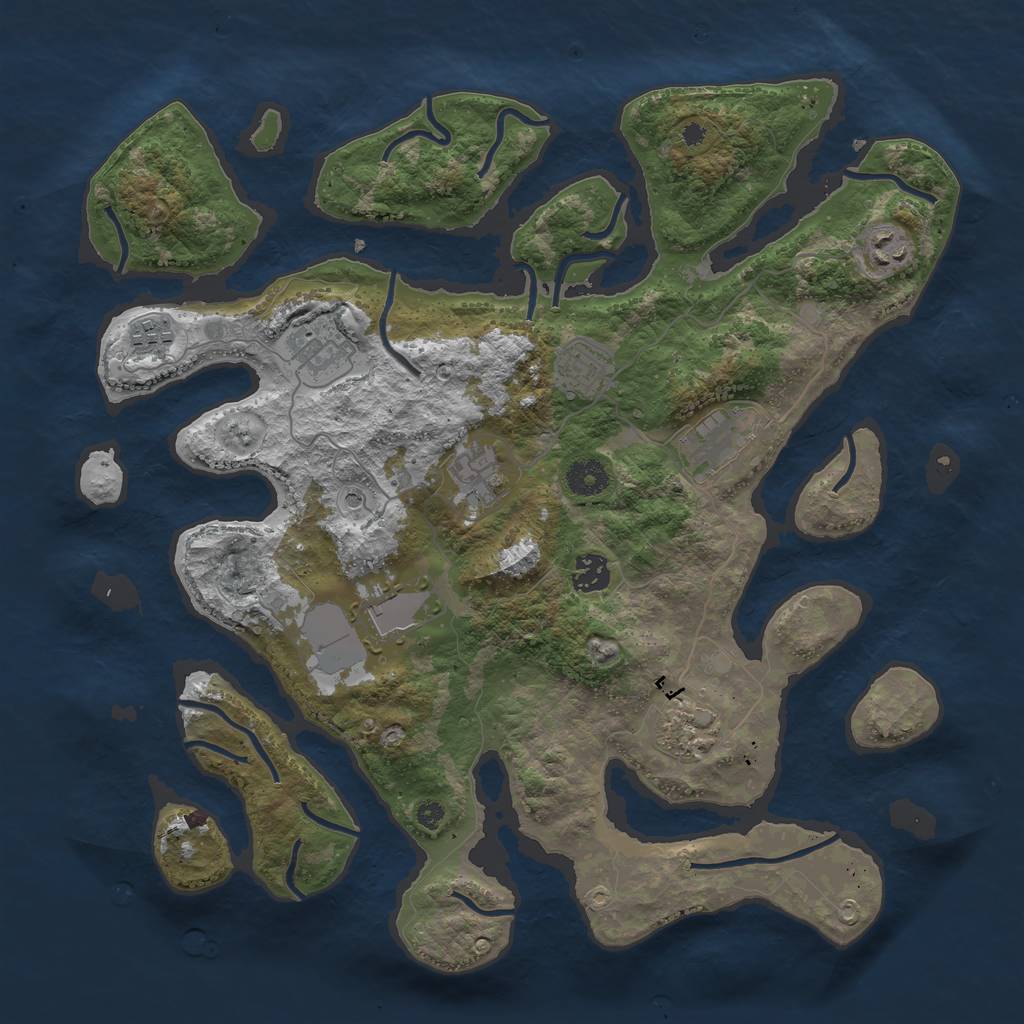 Rust Map: Procedural Map, Size: 3875, Seed: 1272417500, 12 Monuments