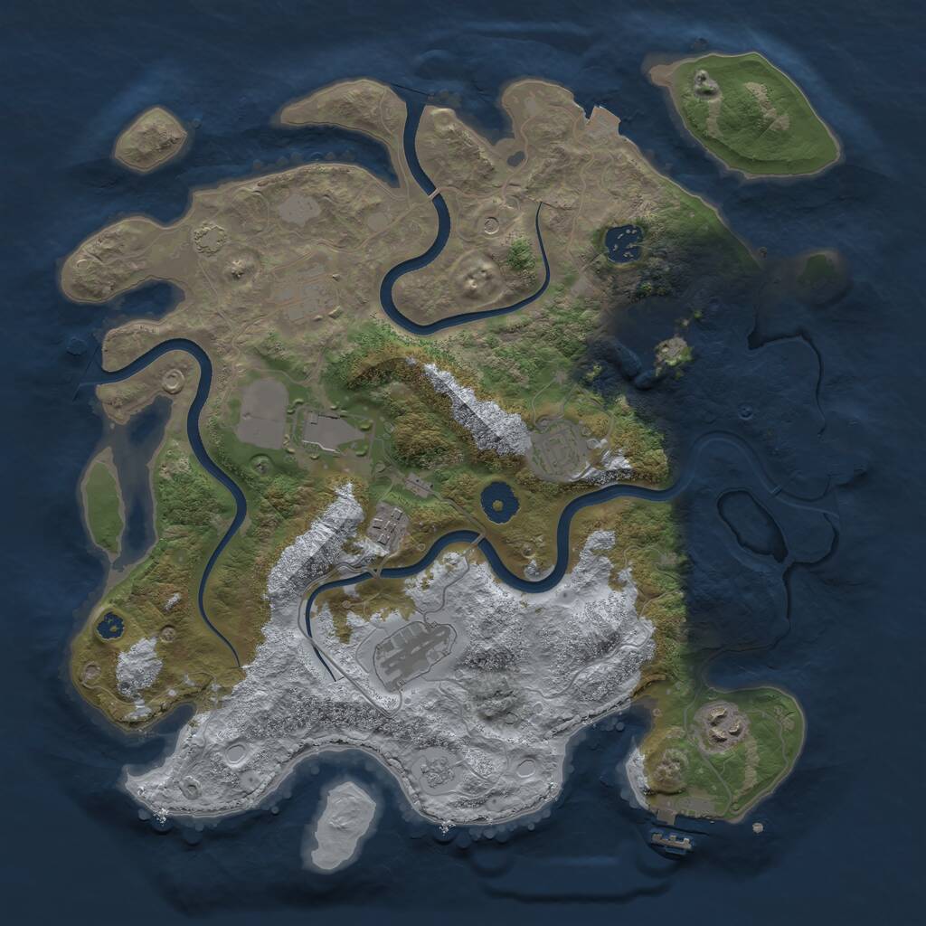 Rust Map: Procedural Map, Size: 3600, Seed: 1702061681, 14 Monuments