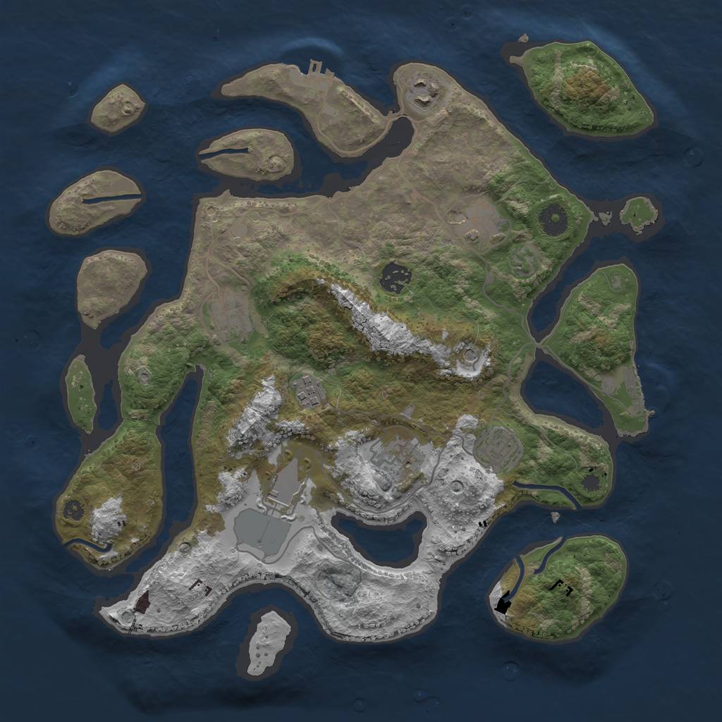 Rust Map: Procedural Map, Size: 3600, Seed: 1702061681, 13 Monuments