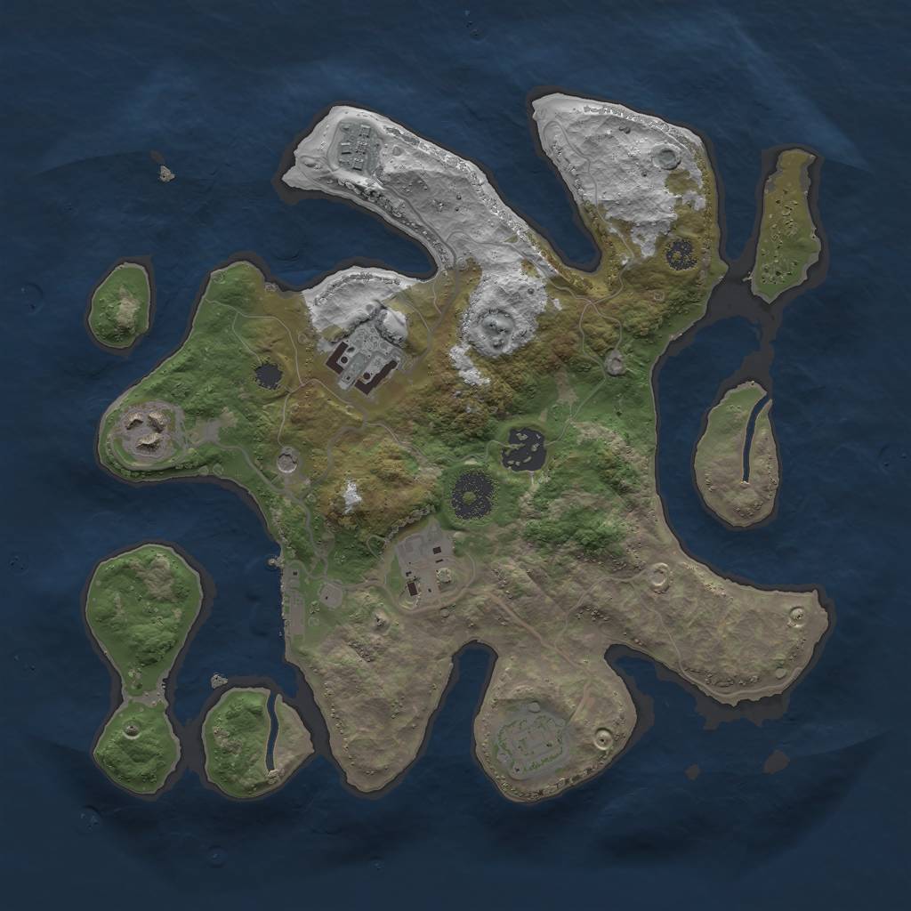 Rust Map: Procedural Map, Size: 3000, Seed: 19777, 10 Monuments