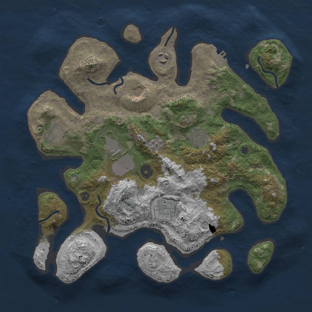 Rust Map: Procedural Map, Size: 3600, Seed: 1784308251, 11 Monuments