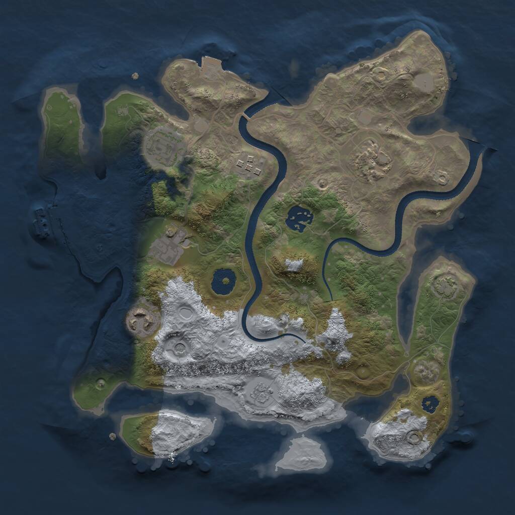 Rust Map: Procedural Map, Size: 3000, Seed: 85325, 11 Monuments