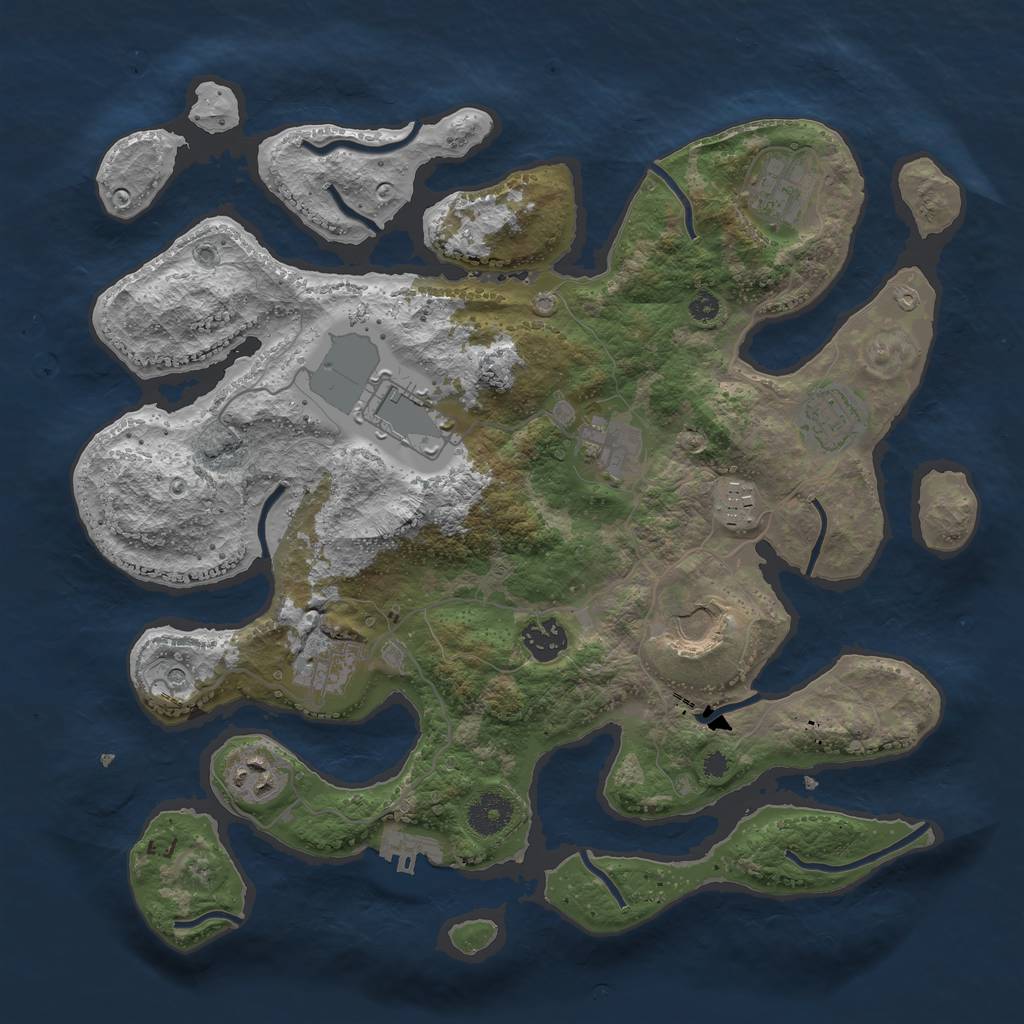 Rust Map: Procedural Map, Size: 3600, Seed: 1355762352, 13 Monuments