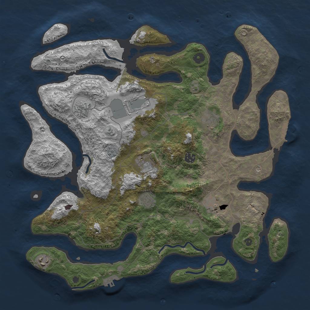 Rust Map: Procedural Map, Size: 4200, Seed: 32145, 14 Monuments