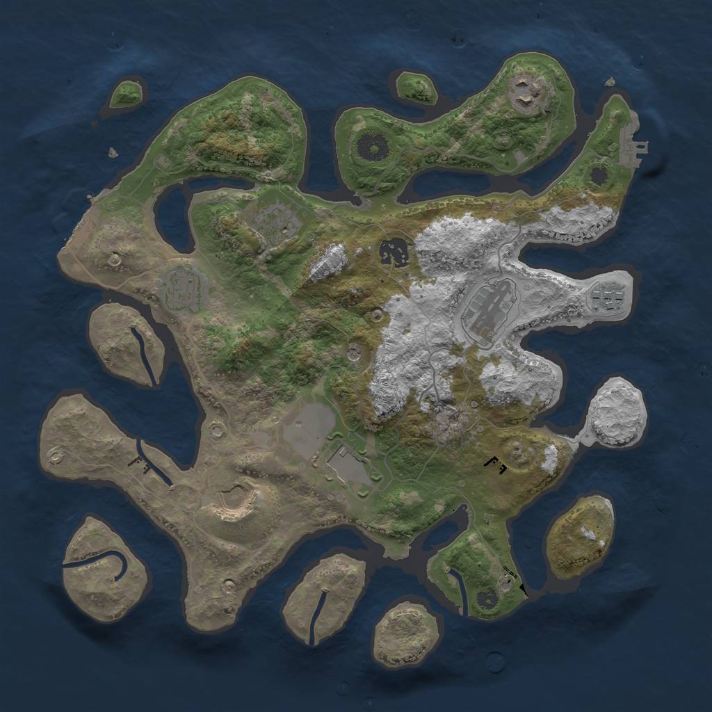 Rust Map: Procedural Map, Size: 3500, Seed: 791245676, 13 Monuments