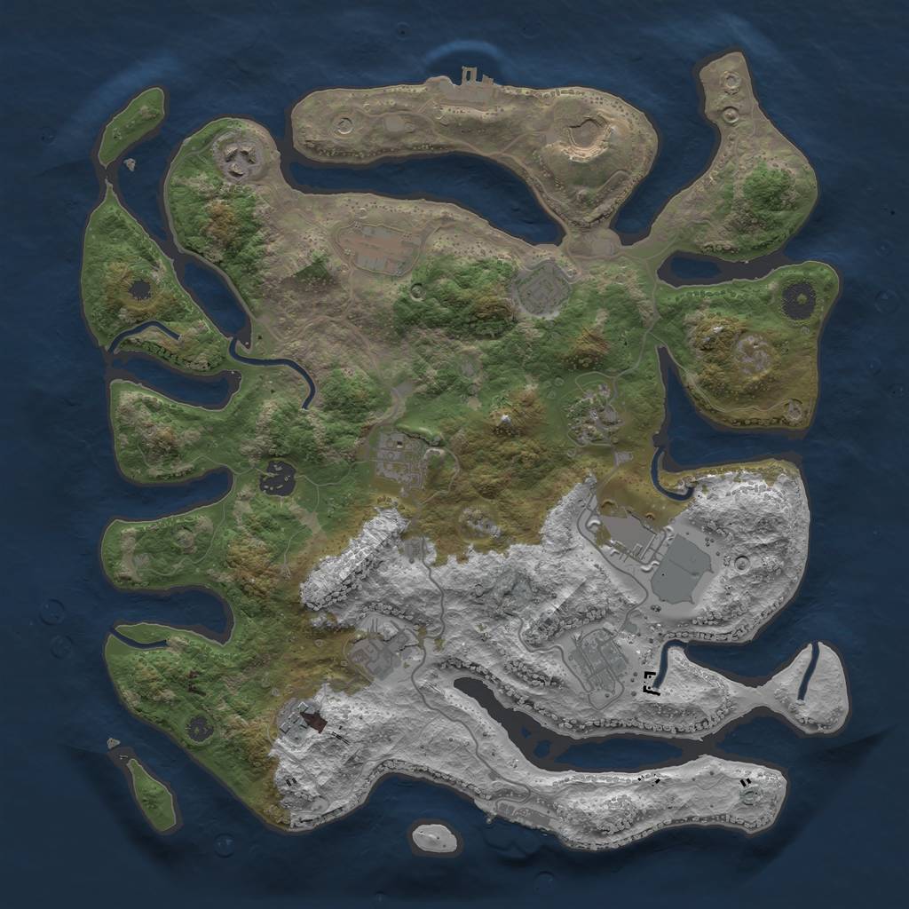 Rust Map: Procedural Map, Size: 3750, Seed: 1285279125, 16 Monuments