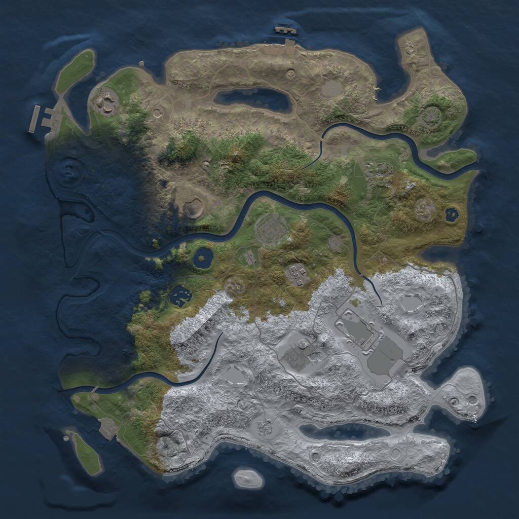 Rust Map: Procedural Map, Size: 3750, Seed: 1285279125, 14 Monuments