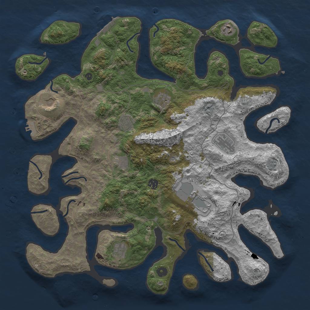 Rust Map: Procedural Map, Size: 4500, Seed: 1955163863, 15 Monuments
