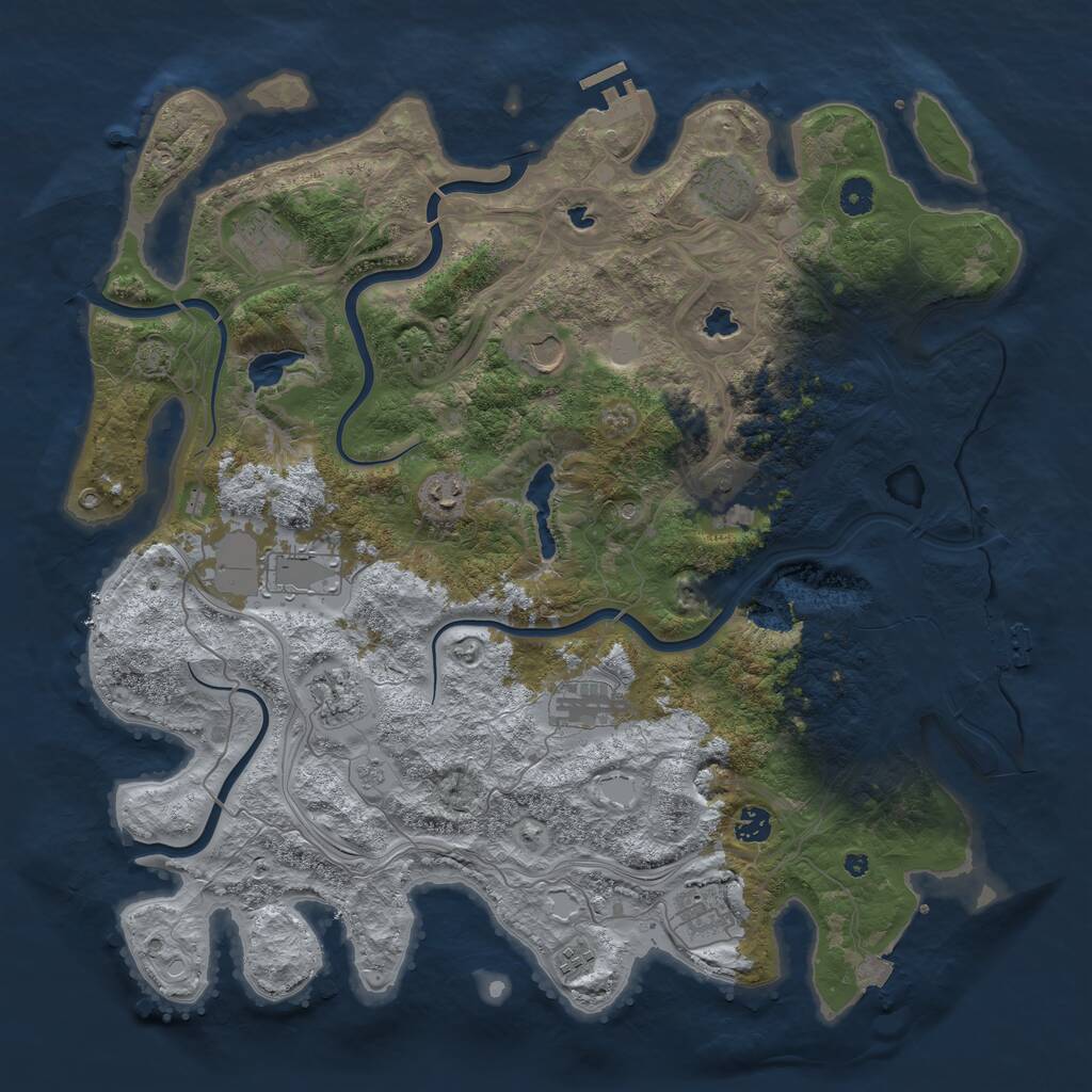 Rust Map: Procedural Map, Size: 4500, Seed: 1169812589, 17 Monuments