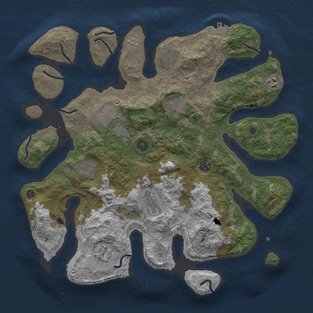 Rust Map: Procedural Map, Size: 4000, Seed: 583, 13 Monuments