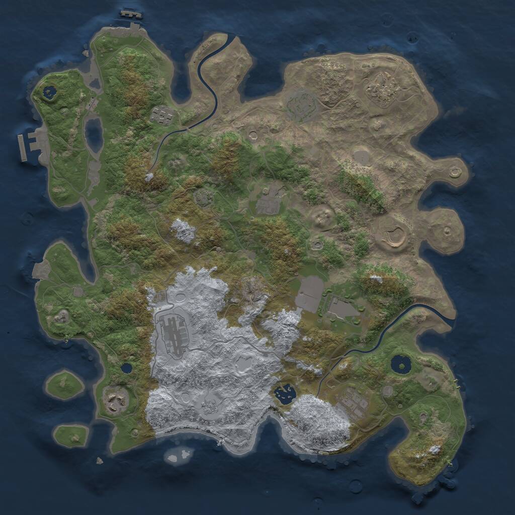 Rust Map: Procedural Map, Size: 3850, Seed: 386172483, 16 Monuments