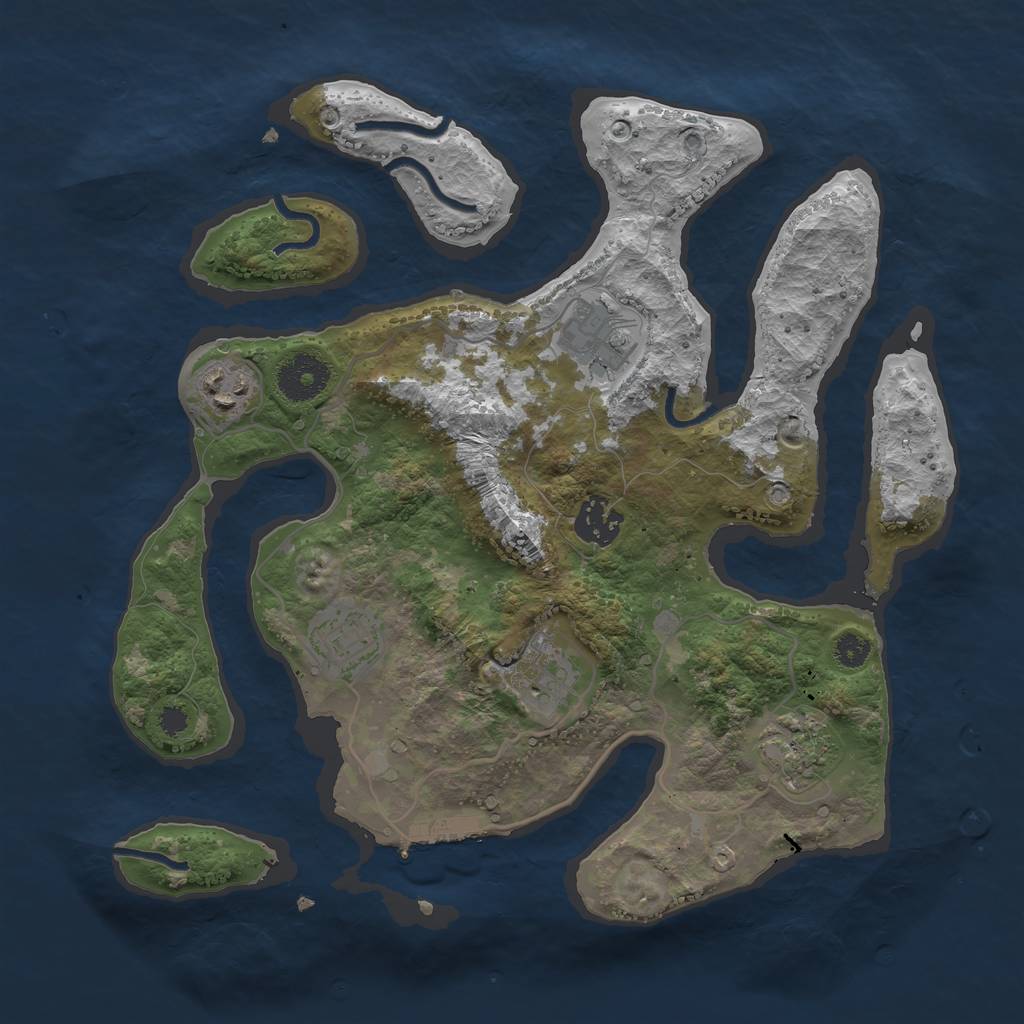 Rust Map: Procedural Map, Size: 3200, Seed: 7665453, 9 Monuments