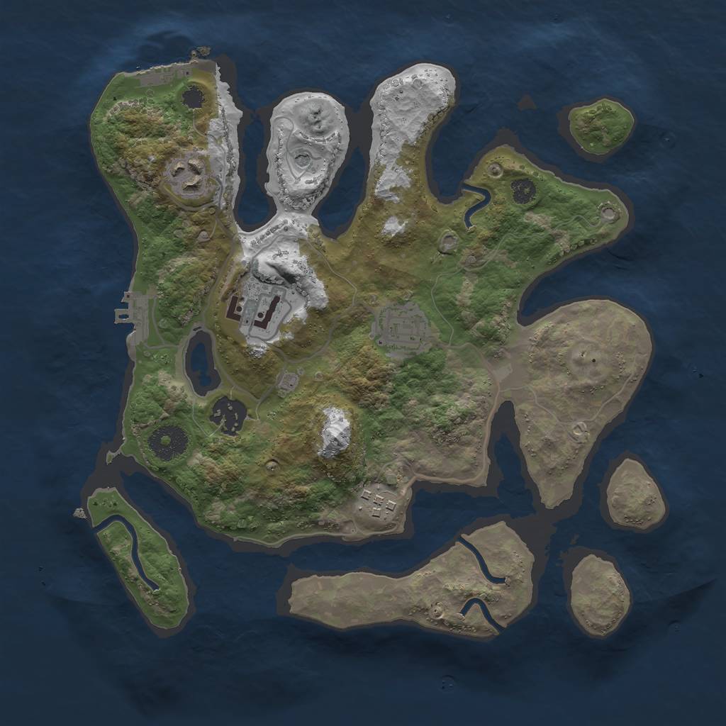 Rust Map: Procedural Map, Size: 3000, Seed: 77329604, 10 Monuments