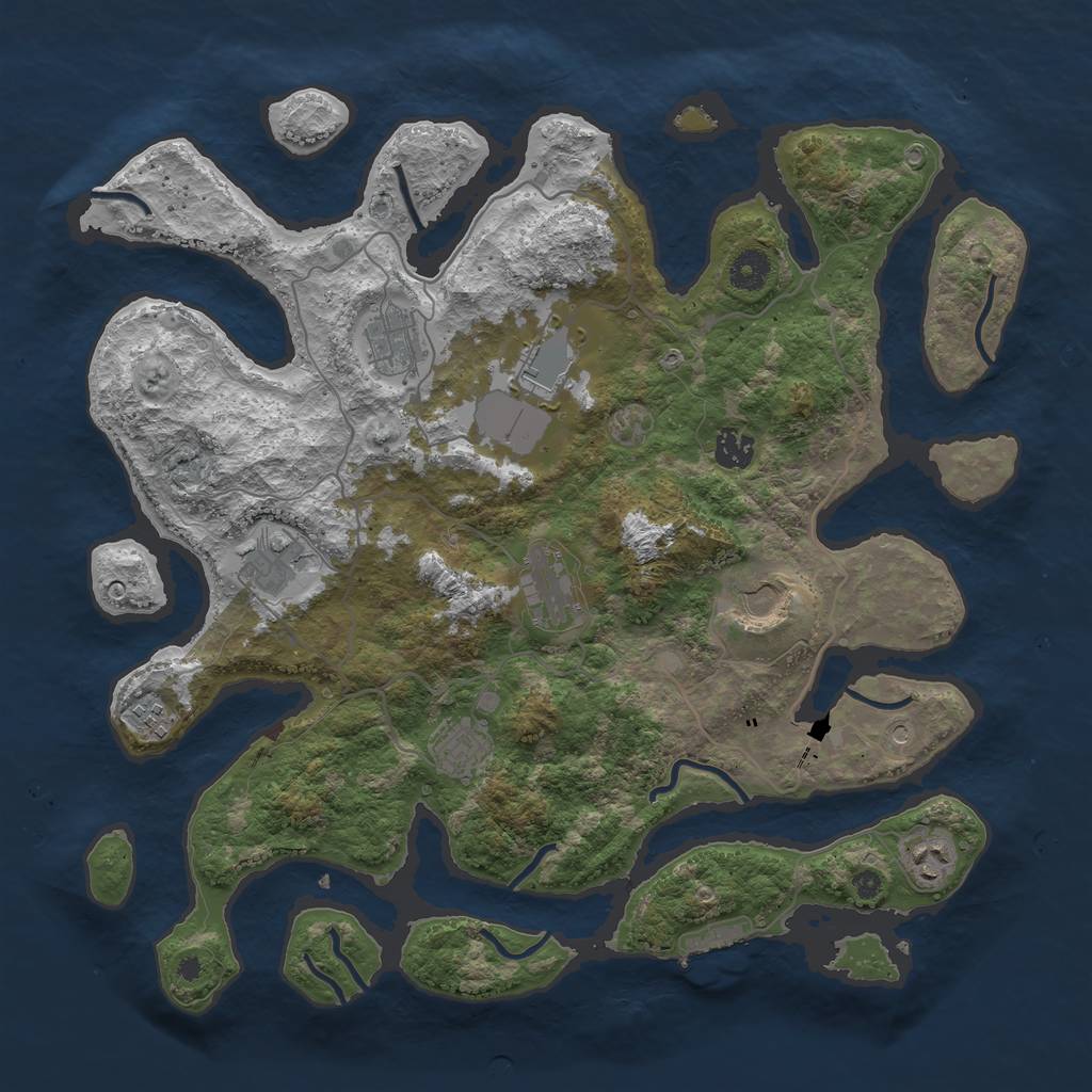 Rust Map: Procedural Map, Size: 4000, Seed: 2108394317, 13 Monuments