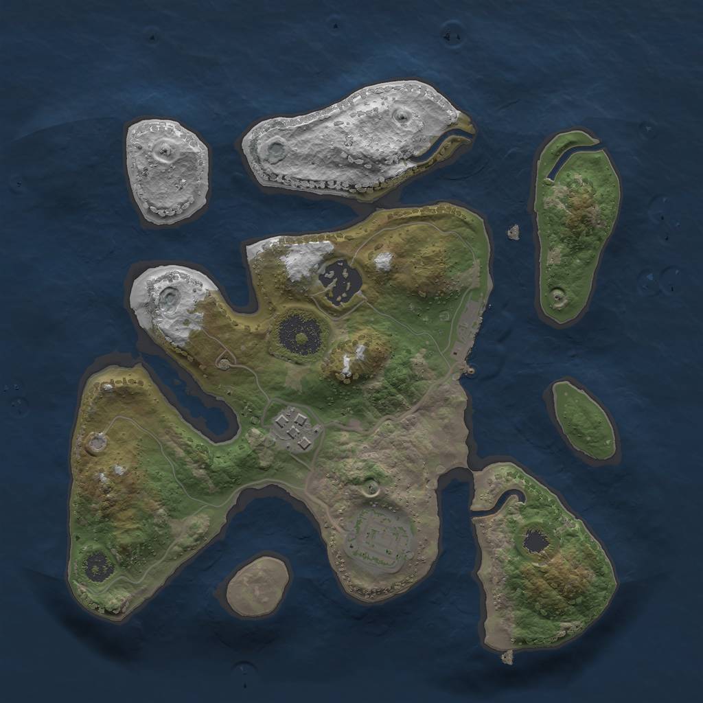 Rust Map: Procedural Map, Size: 2500, Seed: 2101895683, 6 Monuments