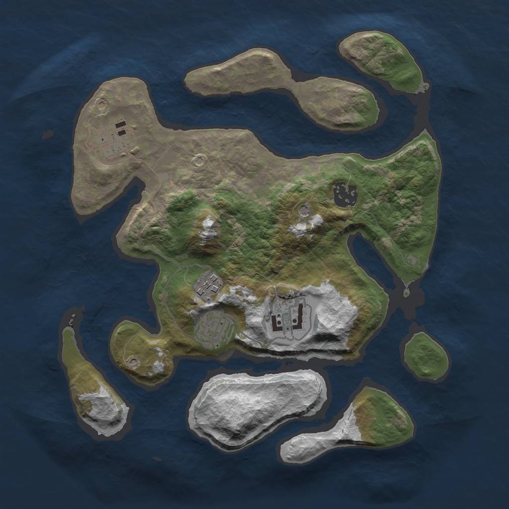 Rust Map: Barren, Size: 3000, Seed: 7344, 8 Monuments