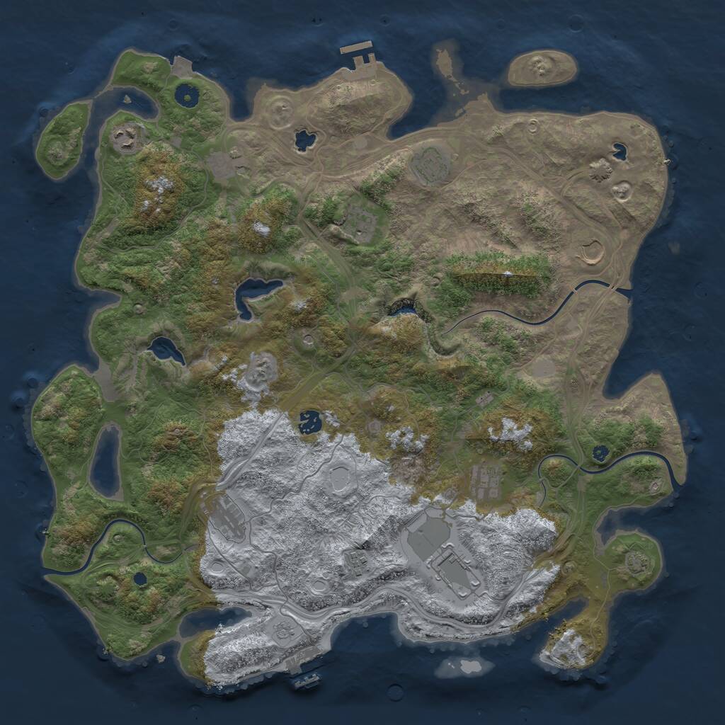 Rust Map: Procedural Map, Size: 4500, Seed: 1732526083, 16 Monuments