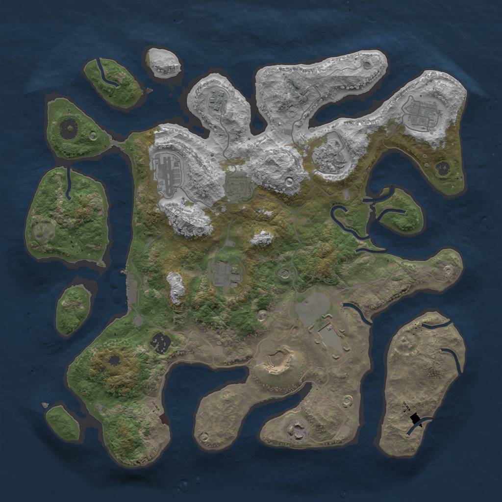 Rust Map: Procedural Map, Size: 3825, Seed: 1, 14 Monuments