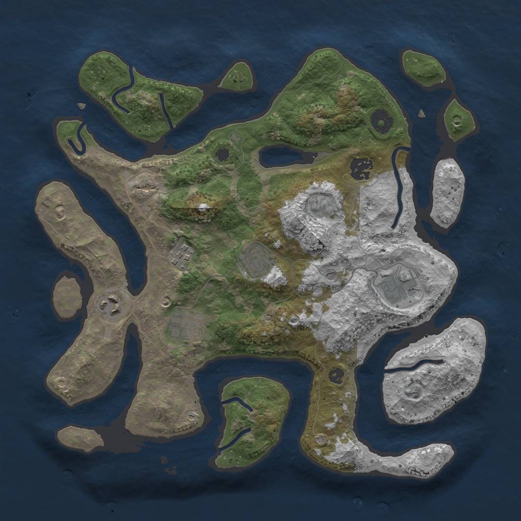 Rust Map: Procedural Map, Size: 3400, Seed: 412312, 9 Monuments