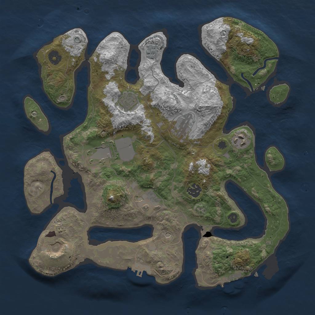 Rust Map: Procedural Map, Size: 3500, Seed: 944153655, 13 Monuments