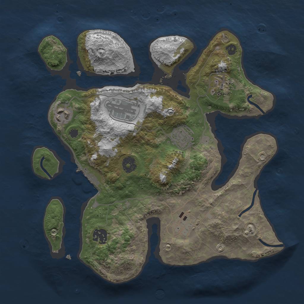 Rust Map: Procedural Map, Size: 3000, Seed: 100553781, 9 Monuments