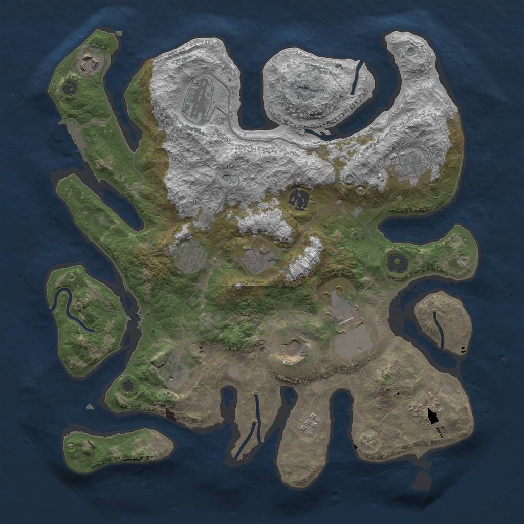 Rust Map: Procedural Map, Size: 3800, Seed: 645545787, 15 Monuments
