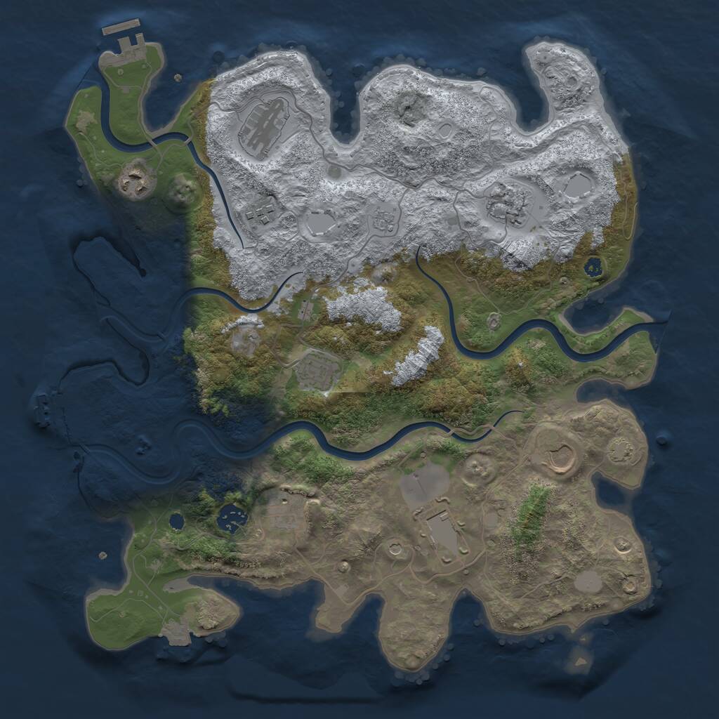 Rust Map: Procedural Map, Size: 3800, Seed: 645545787, 15 Monuments