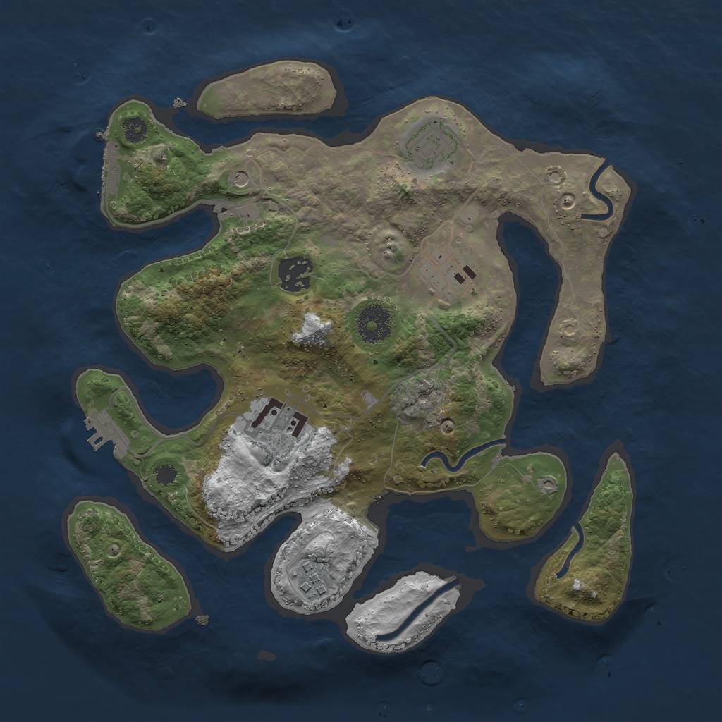 Rust Map: Procedural Map, Size: 3000, Seed: 5682, 10 Monuments