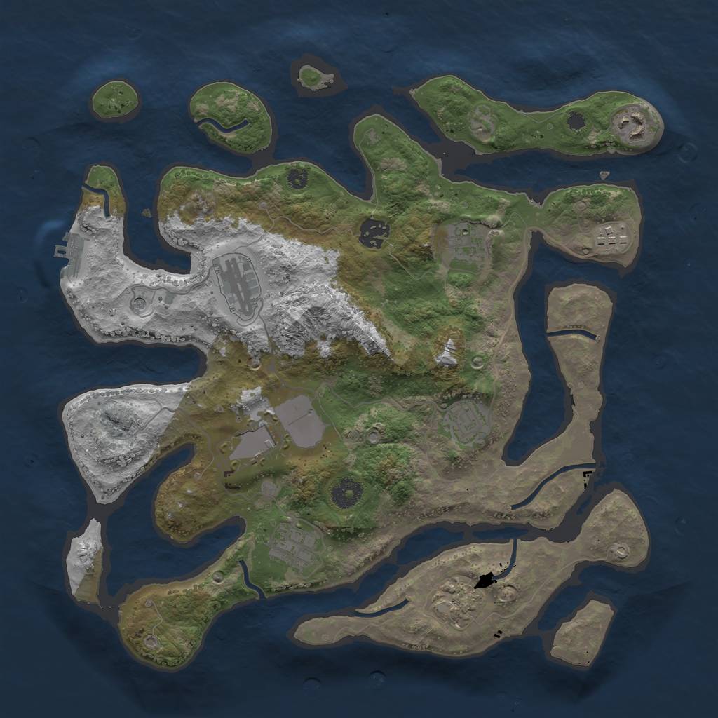 Rust Map: Procedural Map, Size: 3600, Seed: 73120, 13 Monuments