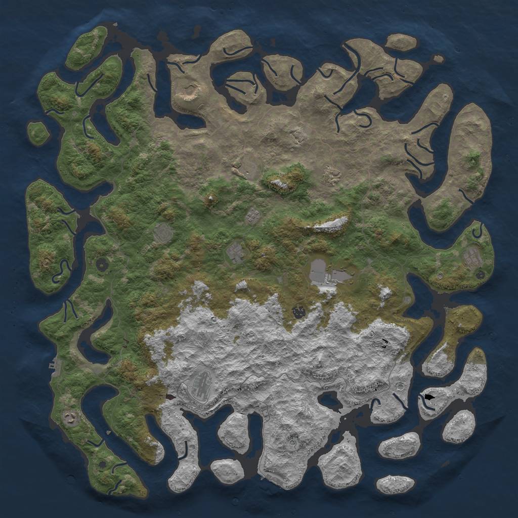 Rust Map: Procedural Map, Size: 6000, Seed: 15286, 16 Monuments