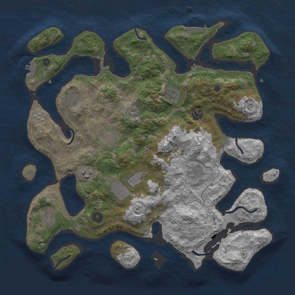 Rust Map: Procedural Map, Size: 4000, Seed: 663465, 14 Monuments