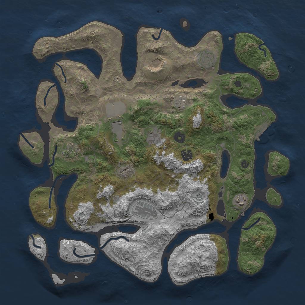 Rust Map: Procedural Map, Size: 4000, Seed: 2043274458, 13 Monuments