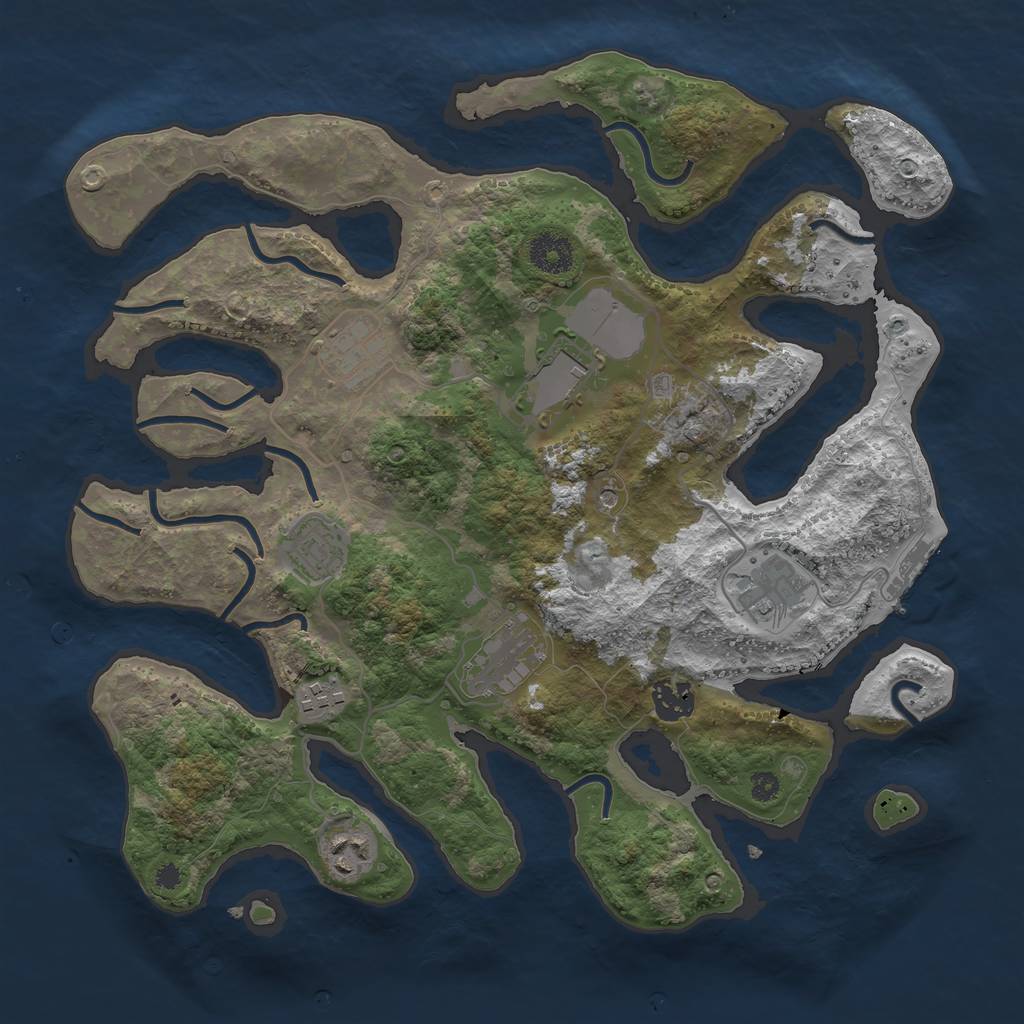 Rust Map: Procedural Map, Size: 3550, Seed: 970152705, 12 Monuments