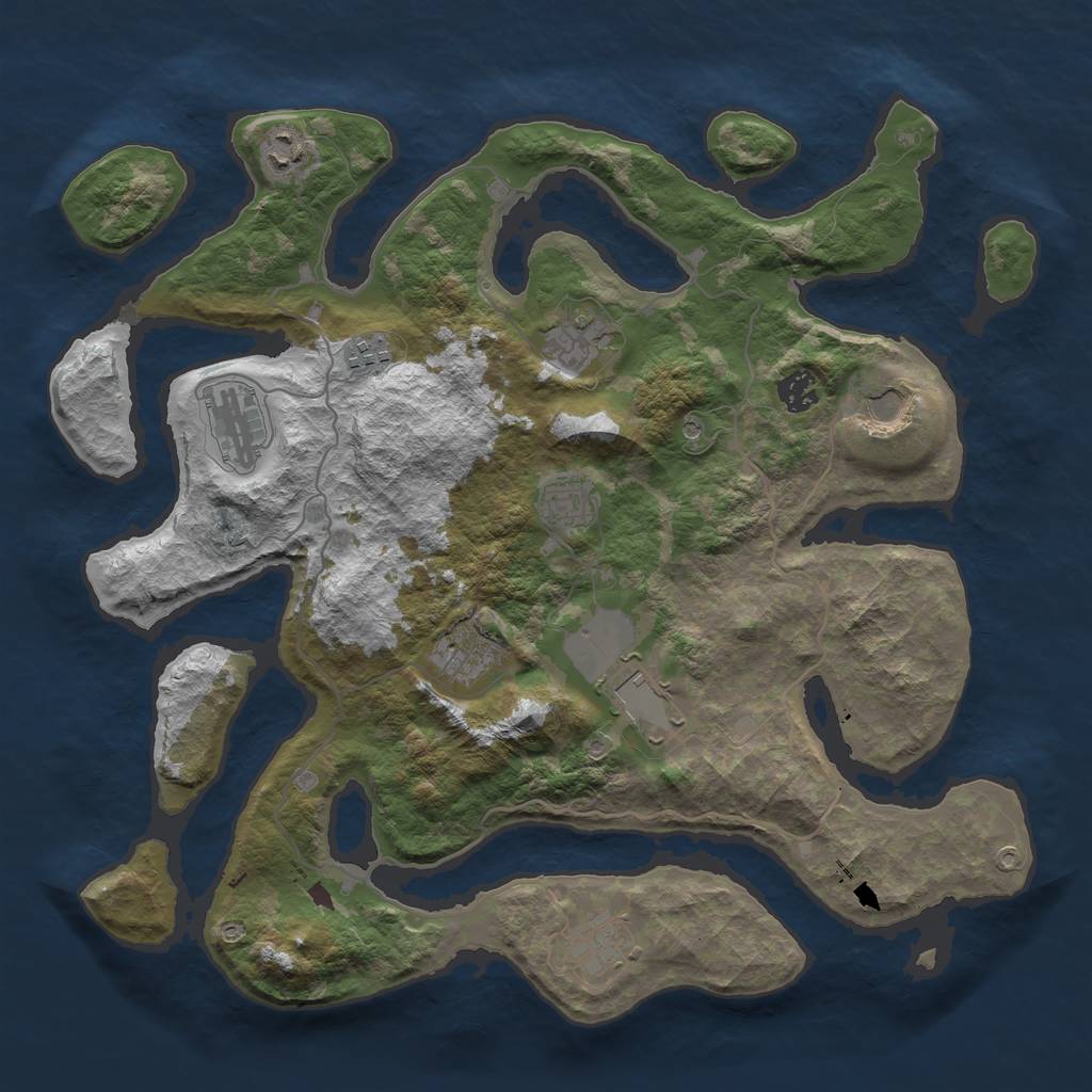 Rust Map: Barren, Size: 4000, Seed: 2016822424, 13 Monuments