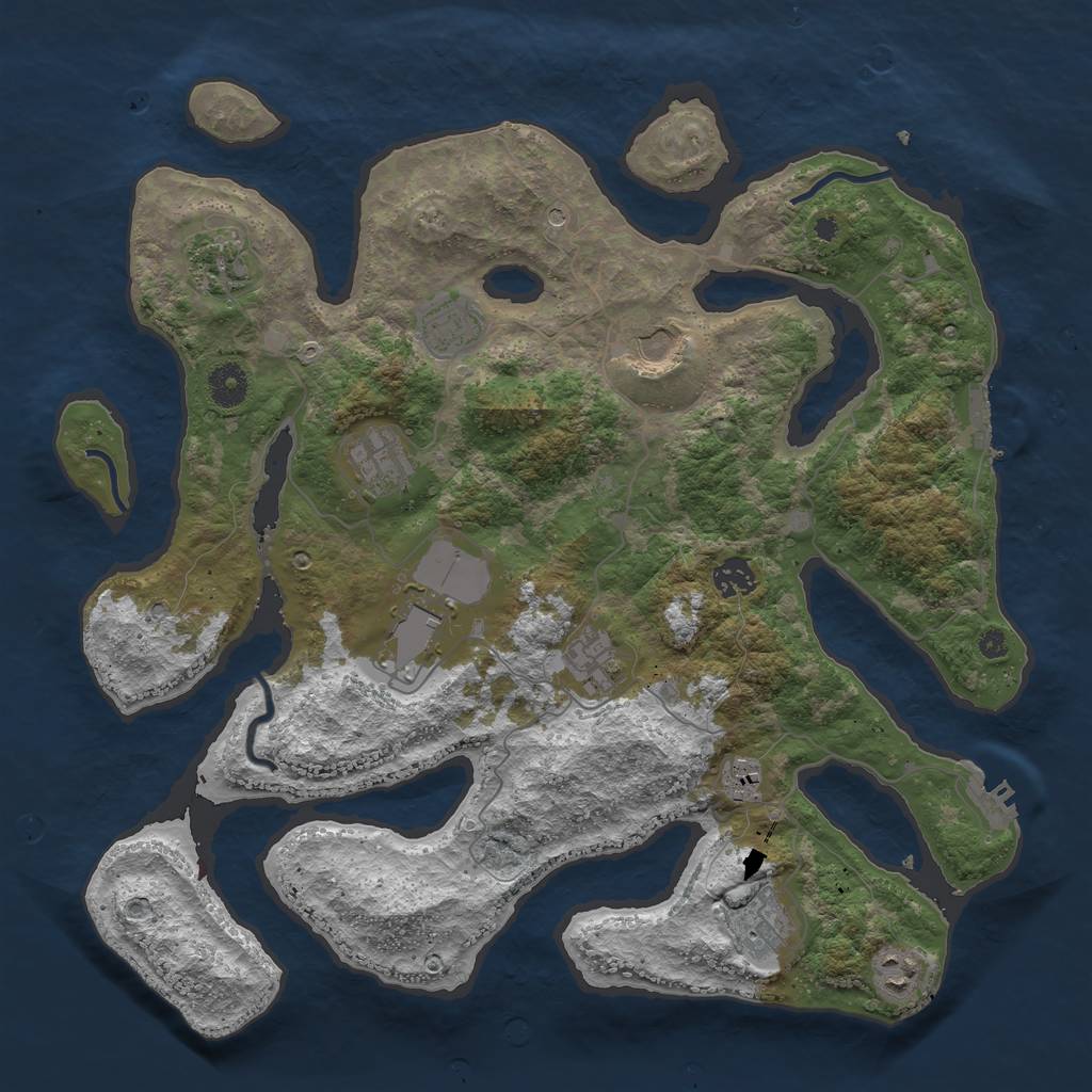 Rust Map: Procedural Map, Size: 3945, Seed: 2147483647, 15 Monuments
