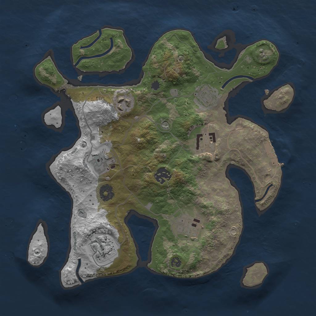 Rust Map: Procedural Map, Size: 3000, Seed: 1900221722, 11 Monuments