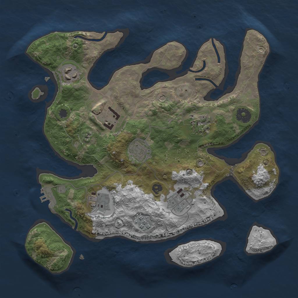 Rust Map: Procedural Map, Size: 3000, Seed: 283877201, 11 Monuments