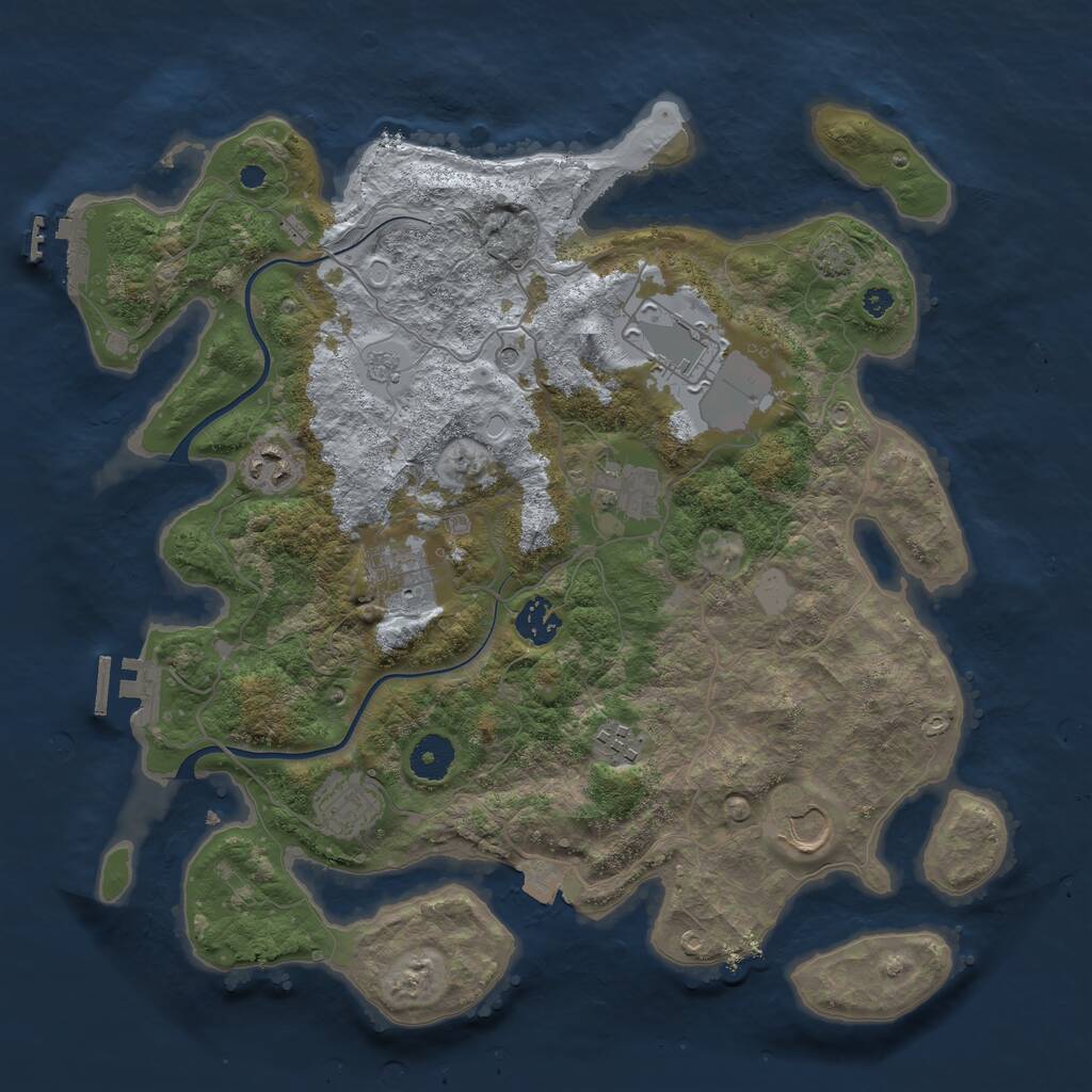 Rust Map: Procedural Map, Size: 3700, Seed: 97525965, 14 Monuments