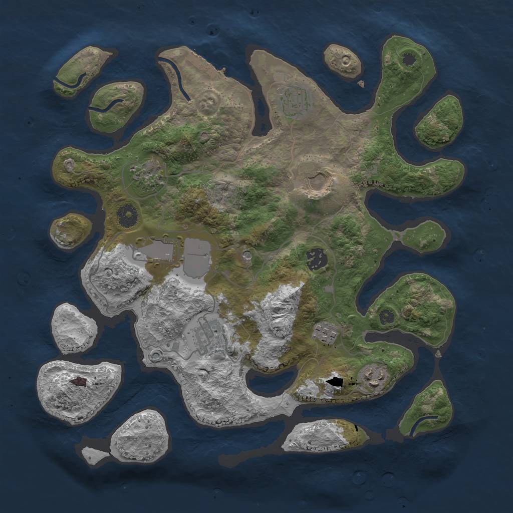 Rust Map: Procedural Map, Size: 3500, Seed: 97565865, 12 Monuments