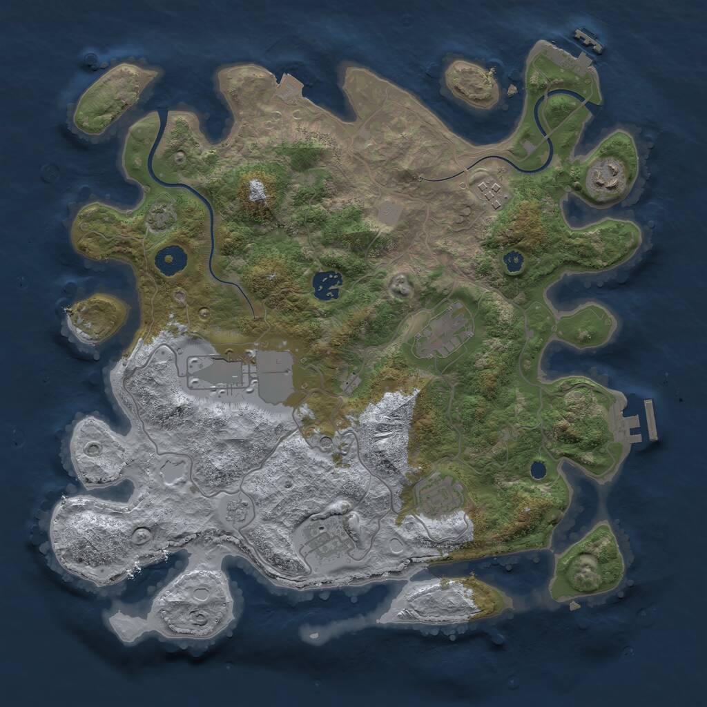 Rust Map: Procedural Map, Size: 3500, Seed: 97565865, 13 Monuments