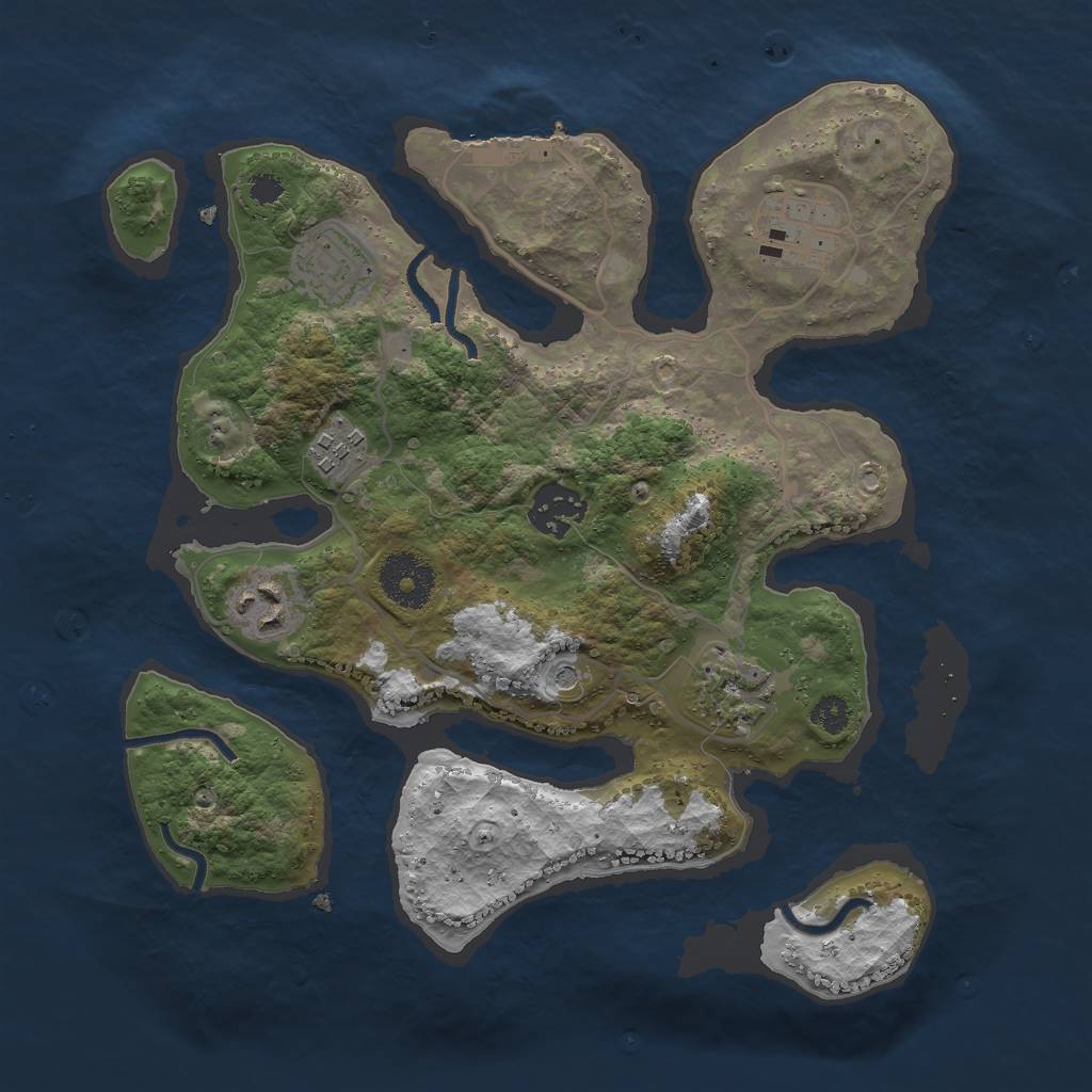 Rust Map: Procedural Map, Size: 3000, Seed: 216102, 10 Monuments