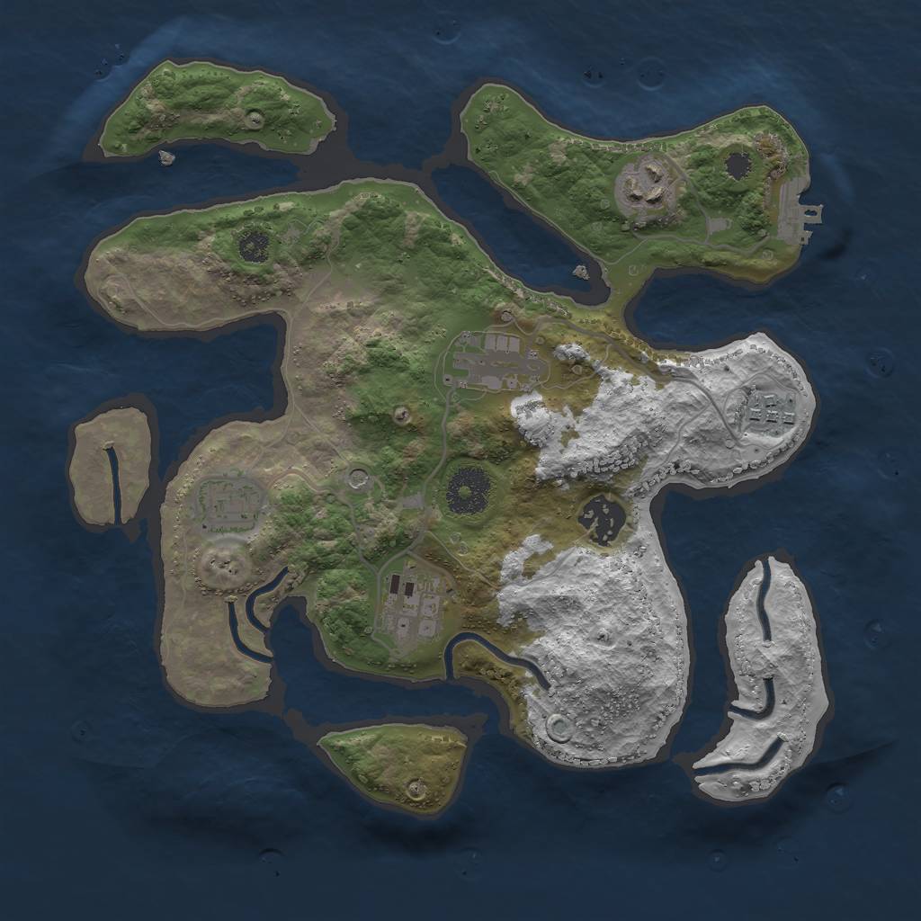 Rust Map: Procedural Map, Size: 3000, Seed: 1741388638, 10 Monuments