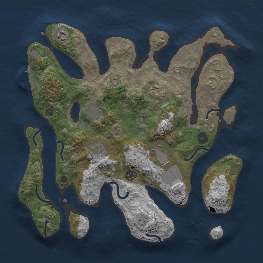 Rust Map: Procedural Map, Size: 3500, Seed: 697915, 11 Monuments