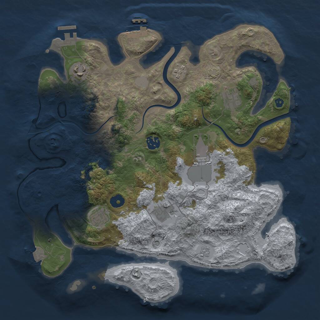 Rust Map: Procedural Map, Size: 3500, Seed: 503443, 13 Monuments