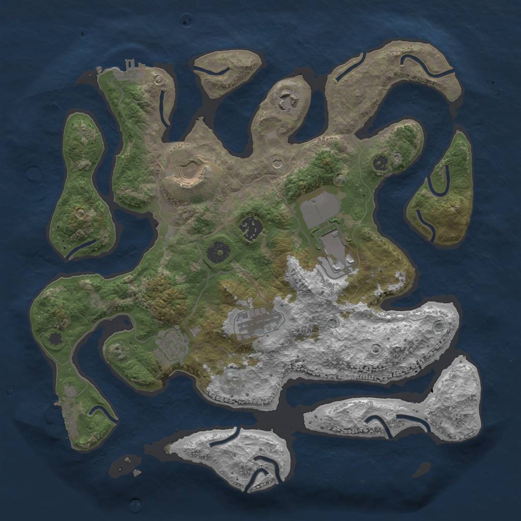 Rust Map: Procedural Map, Size: 3500, Seed: 503443, 11 Monuments