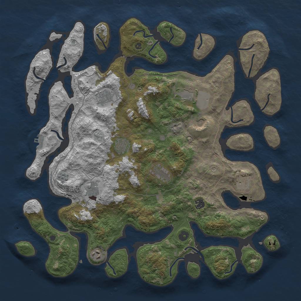 Rust Map: Procedural Map, Size: 4500, Seed: 1925632459, 14 Monuments