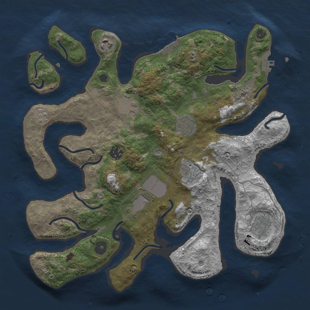 Rust Map: Procedural Map, Size: 3500, Seed: 2127499499, 13 Monuments