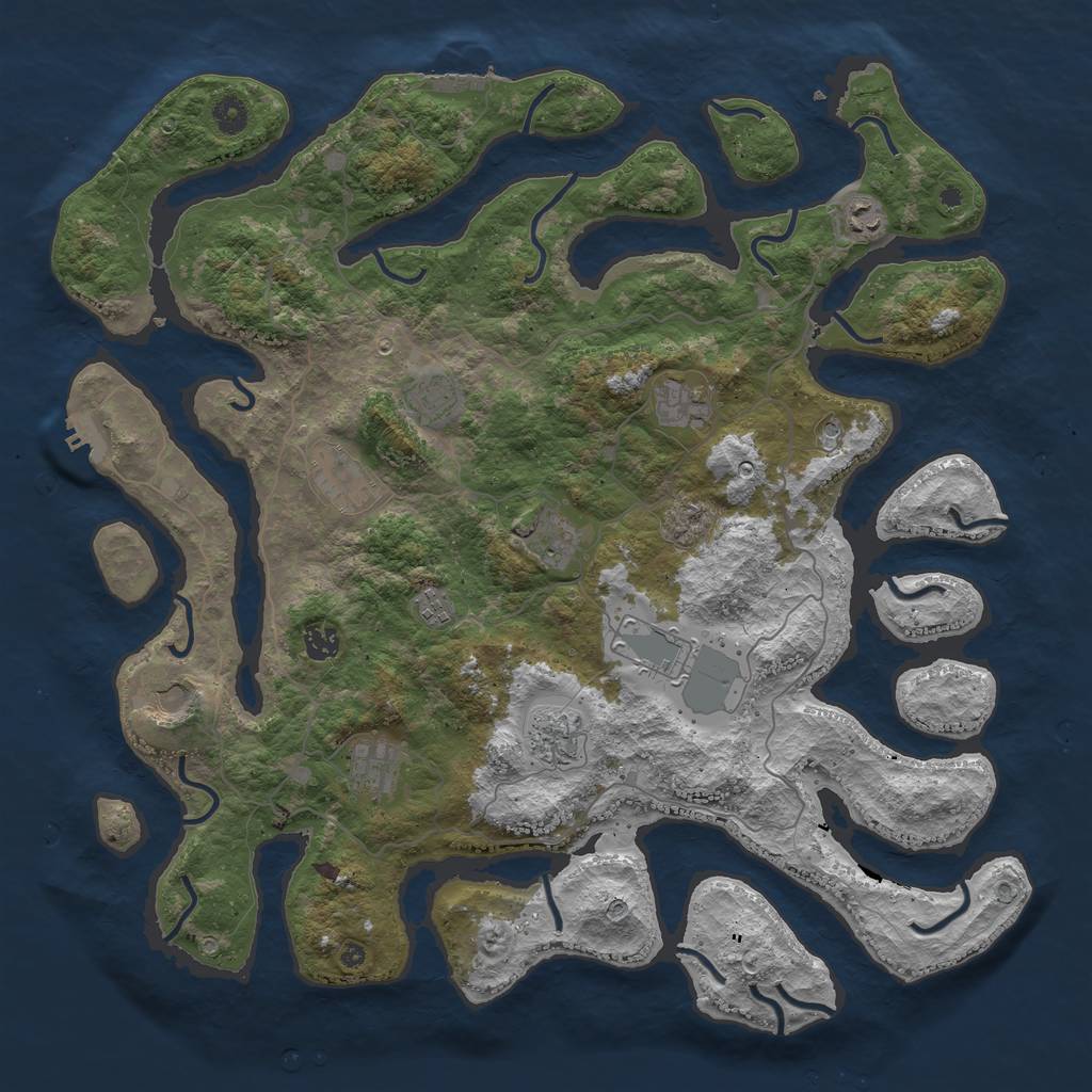 Rust Map: Procedural Map, Size: 4500, Seed: 44179, 16 Monuments