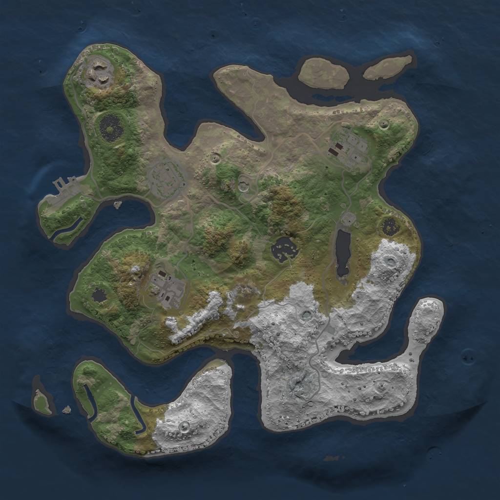 Rust Map: Procedural Map, Size: 3000, Seed: 1289908023, 9 Monuments